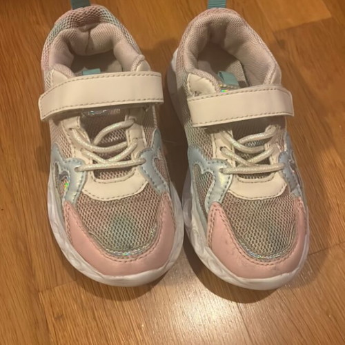 Children's athletic sneakers used with lights, size 28, pink and turquoise