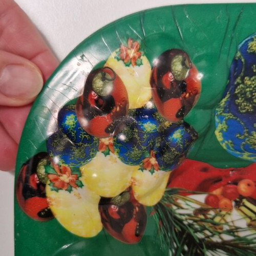 Vintage Christmas tray used, plastic 42×31cm