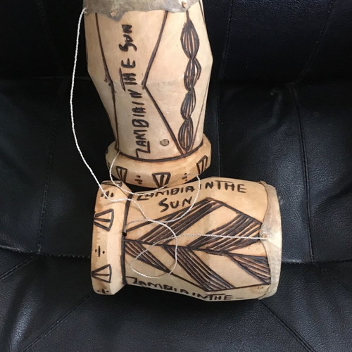 African drums from Zambia 18 cm wooden vintage used