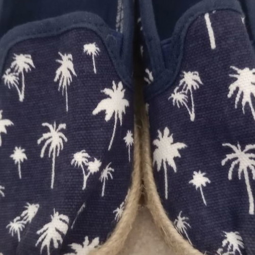 Espadrilles kids fabric H&M size 25 new, blue with palm tree design