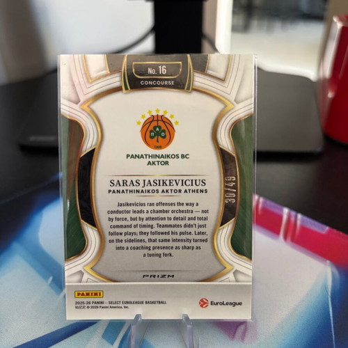 Saras Jasikevicius Concourse Copper Prizm 2025-26 Panini Select EuroLeague card like new #30/49