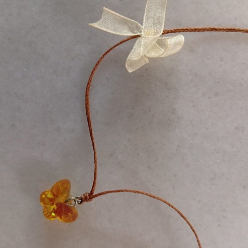 Handmade choker necklace with yellow butterfly crystal and matching bracelet