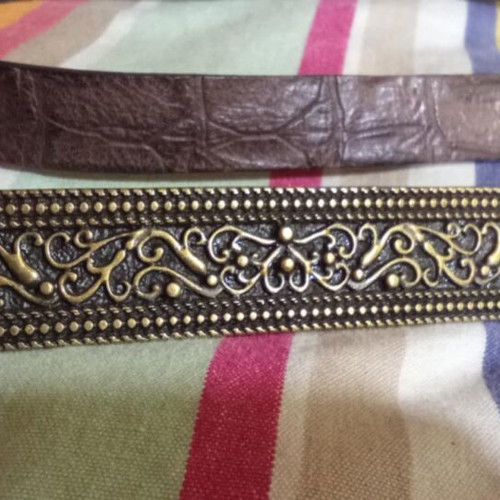 Hawk leather women's belt new with carved bronze buckle