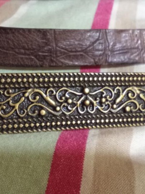 Hawk leather women's belt new with carved bronze buckle