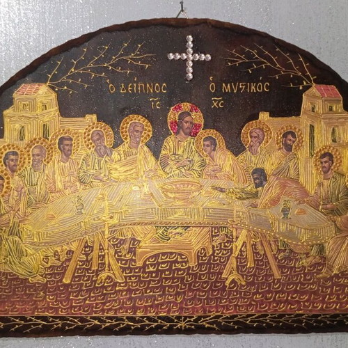 Last Supper wood relief new, handmade gift icon 50x30 cm