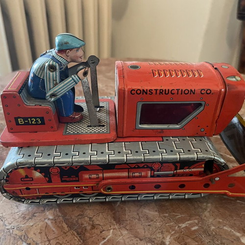 Vintage tin bulldozer toy Japanese used