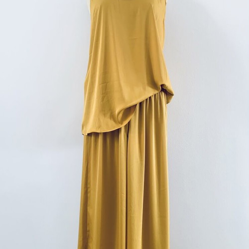 Satin set Simplicity with asymmetric top and wide-leg pants