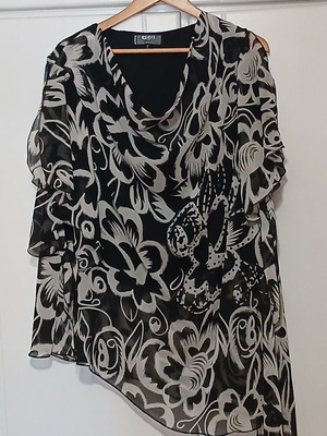 Angel ασύμμετρη ασπρόμαυρη πουκαμίσα-καφτάνι size XXL σαν καινούργιο
