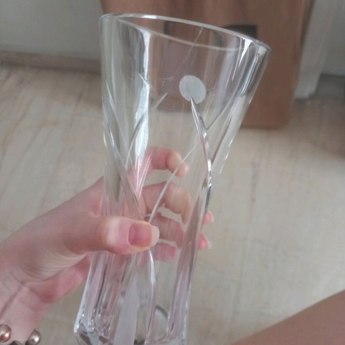 Vintage crystal vase used, Bohemian crystal Christian d arte