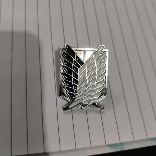 Attack on Titan Pin Scouting Corps on Silver Background, New