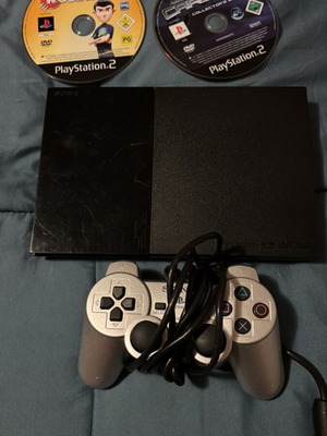 PlayStation 2 with controller and cables used