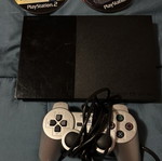 PlayStation 2 with controller and cables used