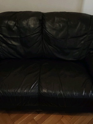 Sofa black 2-seater leather SATO like new
