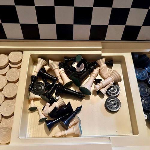 Chess and checkers vintage board game used
