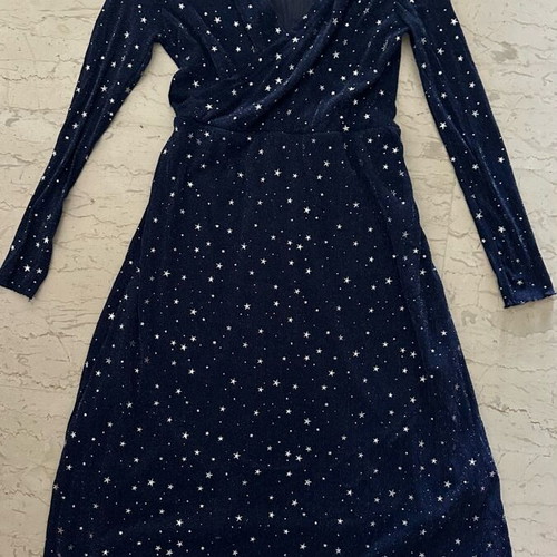 Elli White velvet dress with celestial print, long sleeves, like new