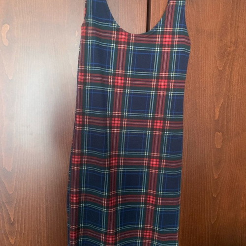 Checked dress like new with back opening, size S