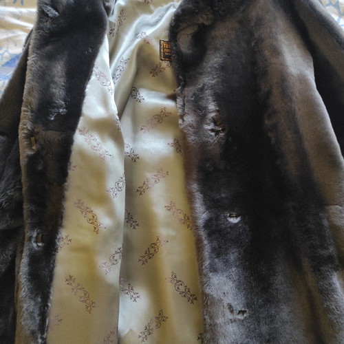 Mouton fur used, gray, size L