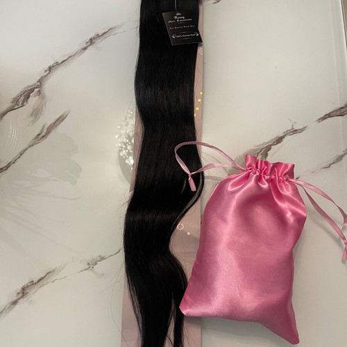 Hair Extension natural hair, black, very long 65 cm, new