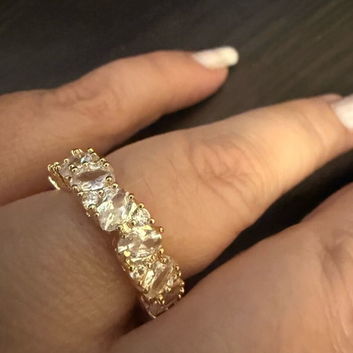 Ring with zircon Riviera band like new, gold color