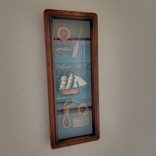 Nautical 3D frame used with wooden frame and glass