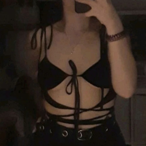 Shein black top like new, ties at chest and shoulders, size S
