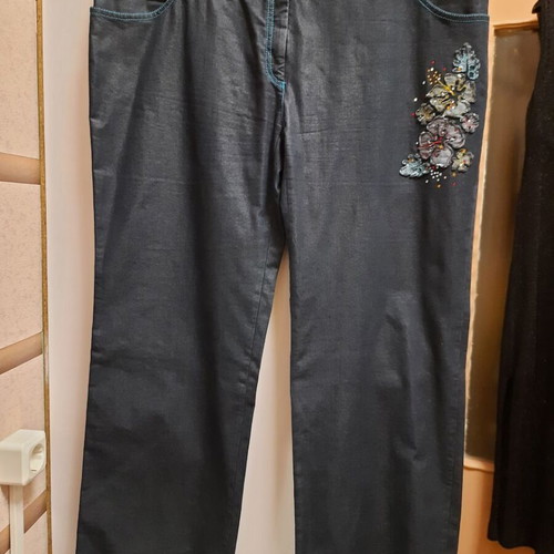 Arte Maxima women's summer jeans like new, blue-gray with embroidery, size XXL-5XL