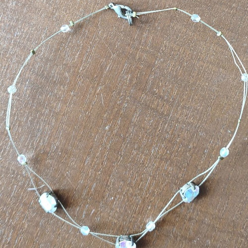 Choker necklace with Aurora crystals like new, white and silver