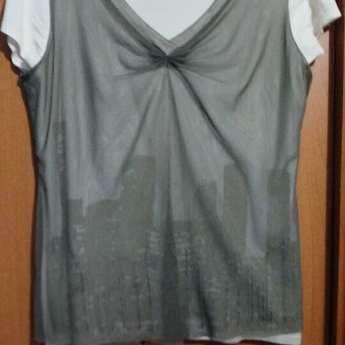 Women's blouse like new, size XXL, white and gray