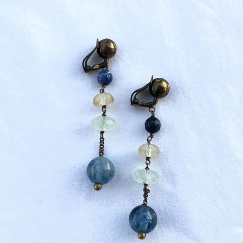 Donatella Pellini Vintage Earrings with Semi-Precious Stones like new