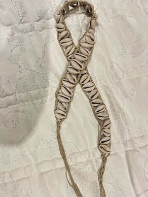 Summer belt with shells new, beige adjustable