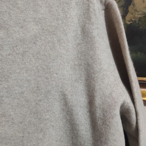 Italian men's beige pullover made of merino wool, cashmere and silk like new, size S-M