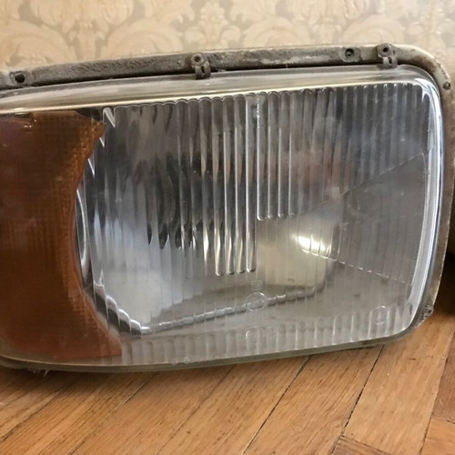 Front headlights vintage car used, pair, antique