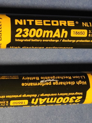 Nitecore NL183 18650 Li-ion batteries like new, 2300mAh, 3.7V, pack of 2