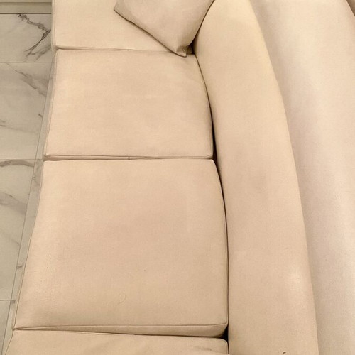Vintage leather sofa white used, 270 cm length