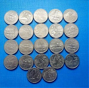 Αμερική 22 νομίσματα 25 Σεντς με διάφορα σχέδια (Ам01)
