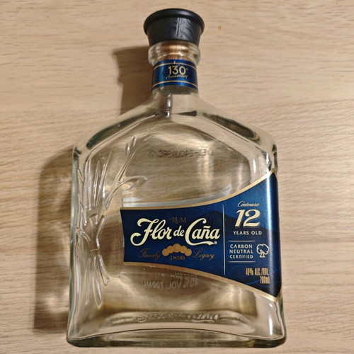 Flor de Cana 12 Years Old Empty Bottle with Cork used