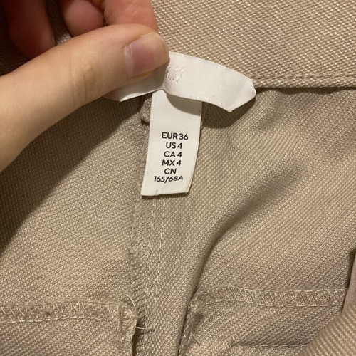 H&M beige high-waist wide-leg trousers