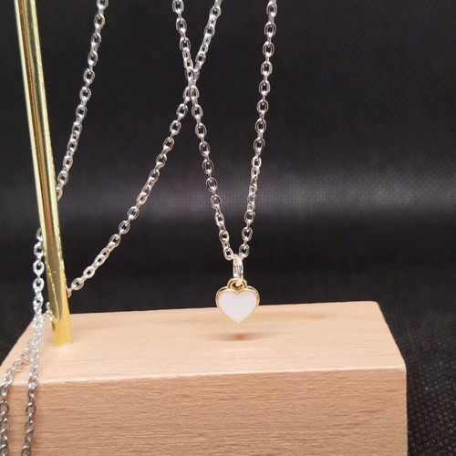 Handmade stainless steel necklace with heart pendant and extension, new