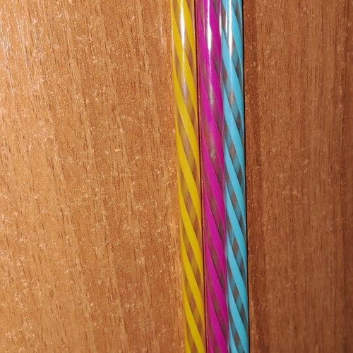Plastic straws multicolored used, set of 3 pieces