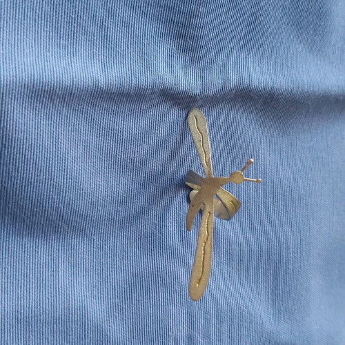 Silver dragonfly ring like new with gold detail