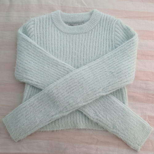 Bershka Fuzzy Turquoise Sweater M Like New