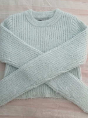 Bershka Fuzzy Turquoise Sweater M Like New
