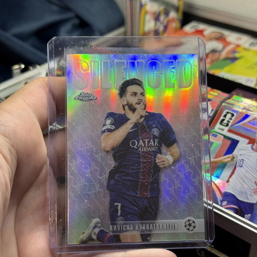 Kvicha Kvaratskhelia Silenced Topps Chrome PSG Card new