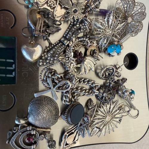 Silver earrings and pins used with 925 hallmark