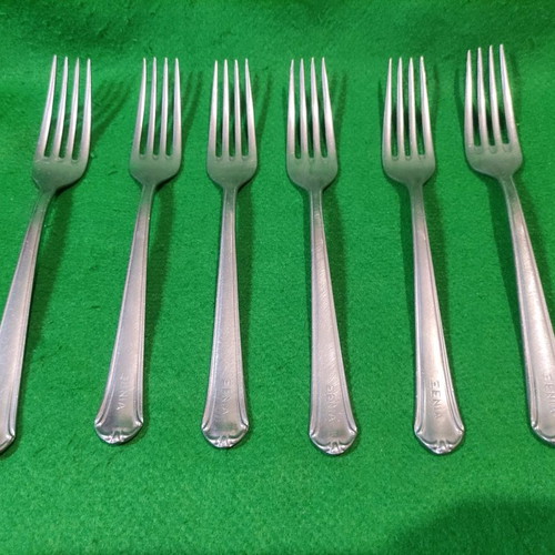 Nissiotis Rostfrei forks used, set of 6, collectible Xenia 1968