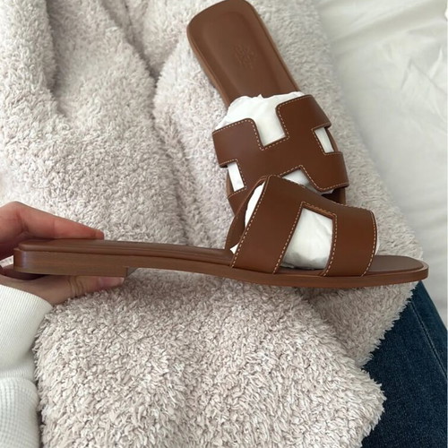 Hermes Oran sandals, brown leather, size 37