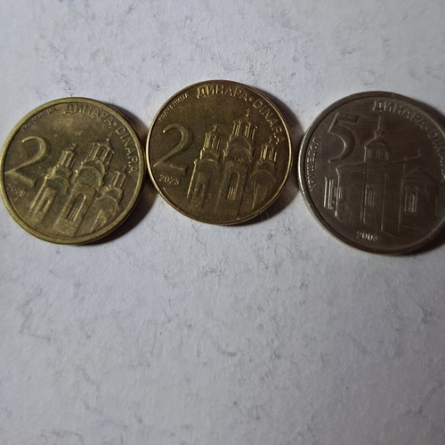 Serbian coin lot used, 3 pieces