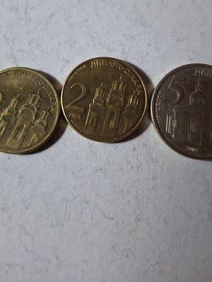 Serbian coin lot used, 3 pieces