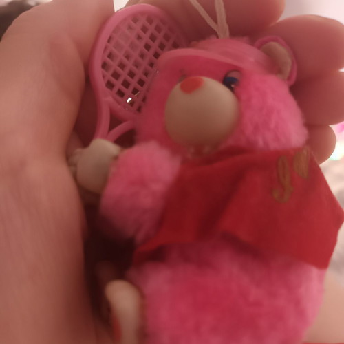 Vintage Tsibbi Tsibbi clip-on teddy bear with tennis racket used