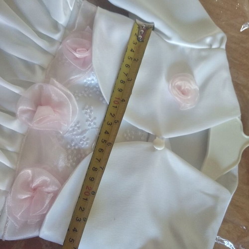 Baptism or formal dress white with pink flowers and removable jacket new